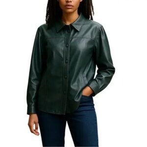 New Blank NYC Faux Leather Green Shacket, Size XSmall